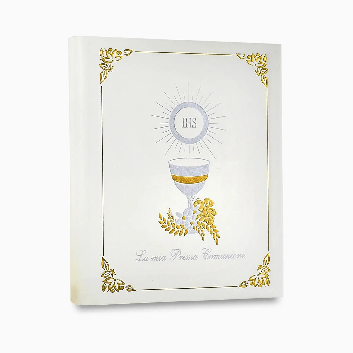 Album Portafoto Comunione in Ecopelle con Decoro oro Calice Comunione Idea Regalo
