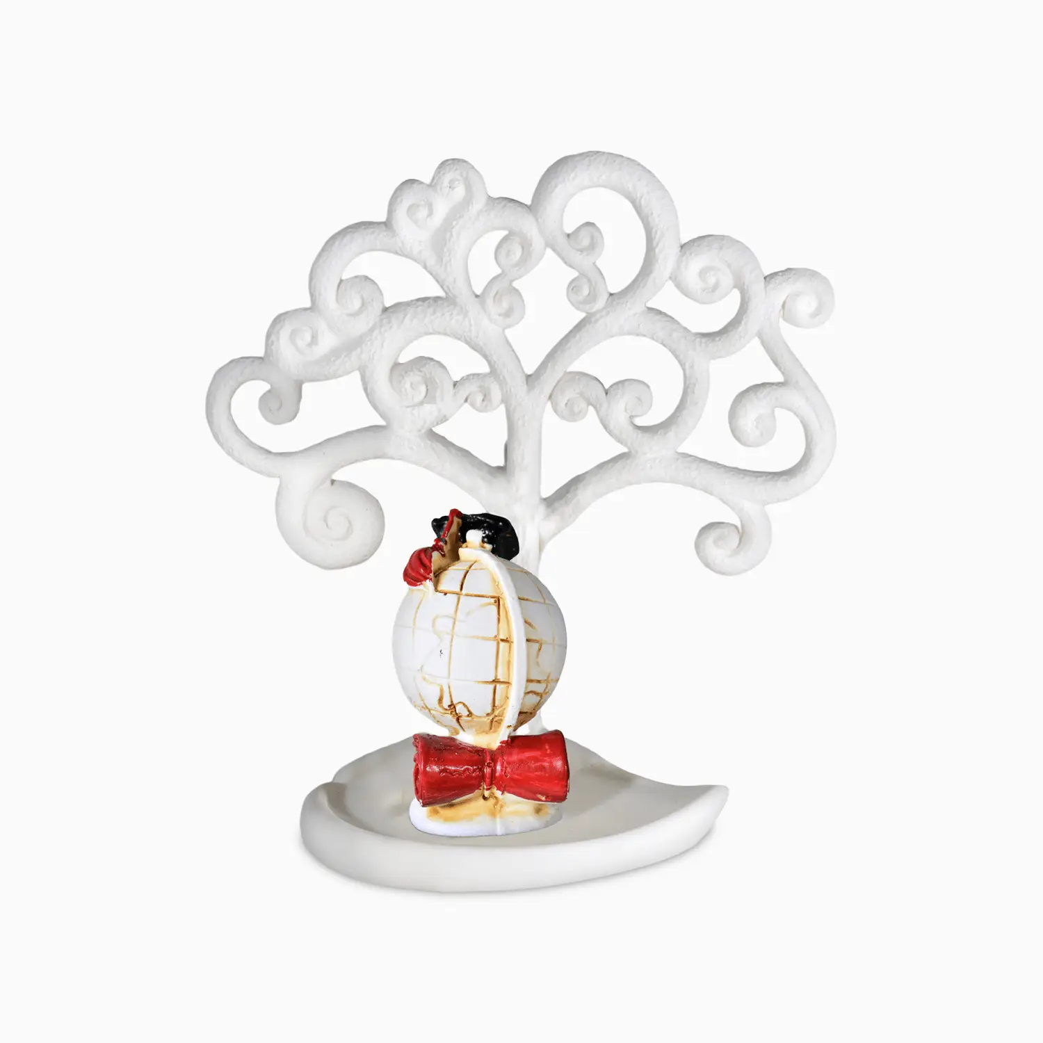 Bomboniera Albero della Vita Laurea in Resina con Applicazione in Gesso decorata a Mano