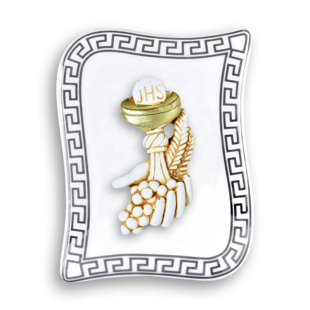Bomboniere Comunione Icona Sacra Ceramica retro Legno Calice Comunione Oggetti Sacri Albalu Bomboniere