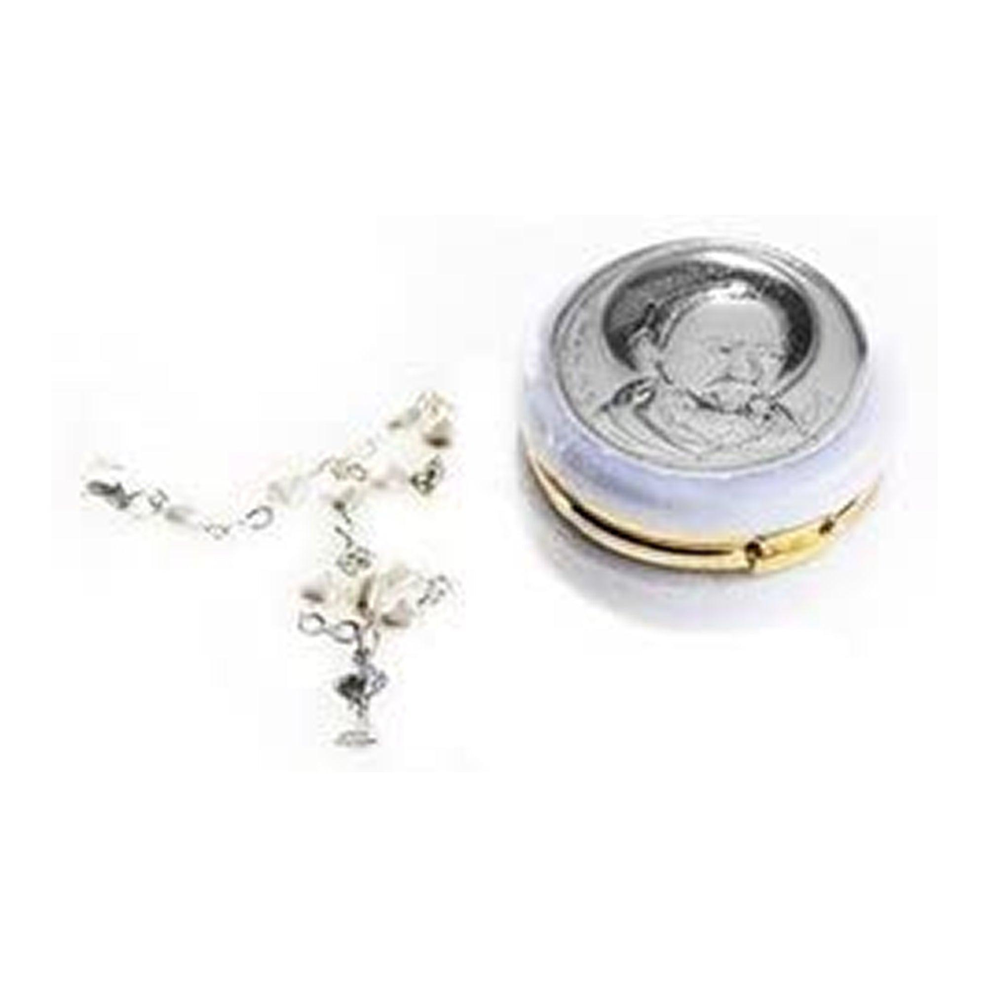 Bracciale santo rosario argentato uomo donna + portarosario portapillole in PVC Oggetti Sacri Albalu Bomboniere
