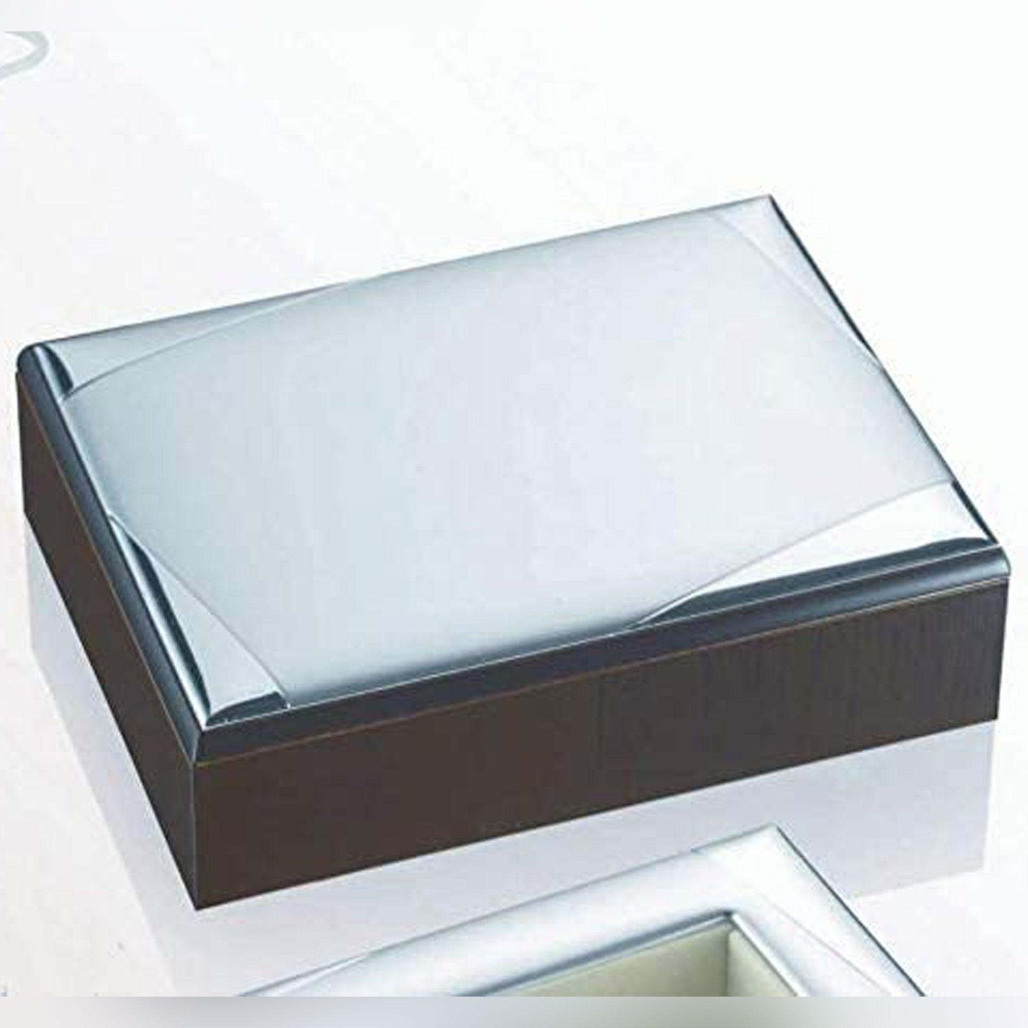 Cofanetto Portagioie in Legno con Placca in Argento Laminato linea Entrè Svuotatasche e Cofanetti Albalu Bomboniere
