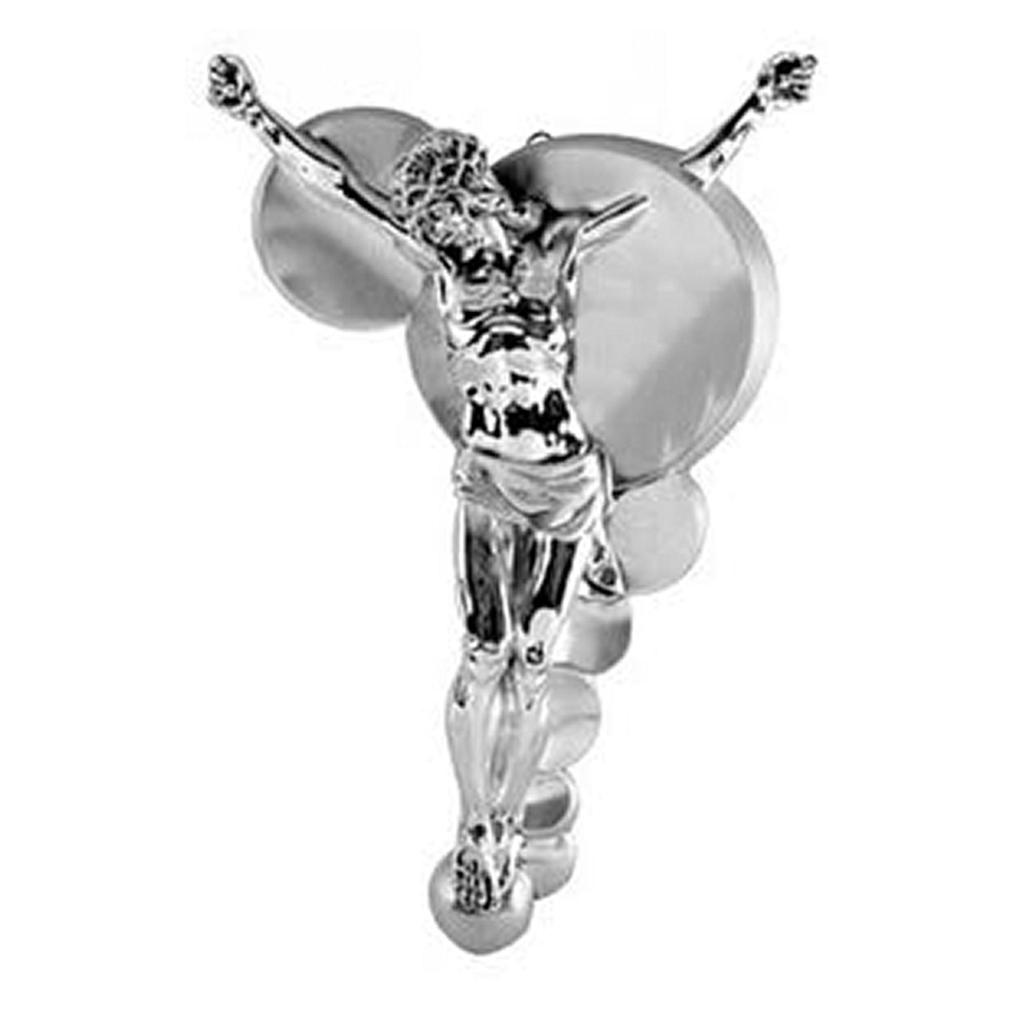 Crocifisso da Parete Moderno Cristo Croce Nuvola in Resina Argento Oggetti Sacri Albalu Bomboniere