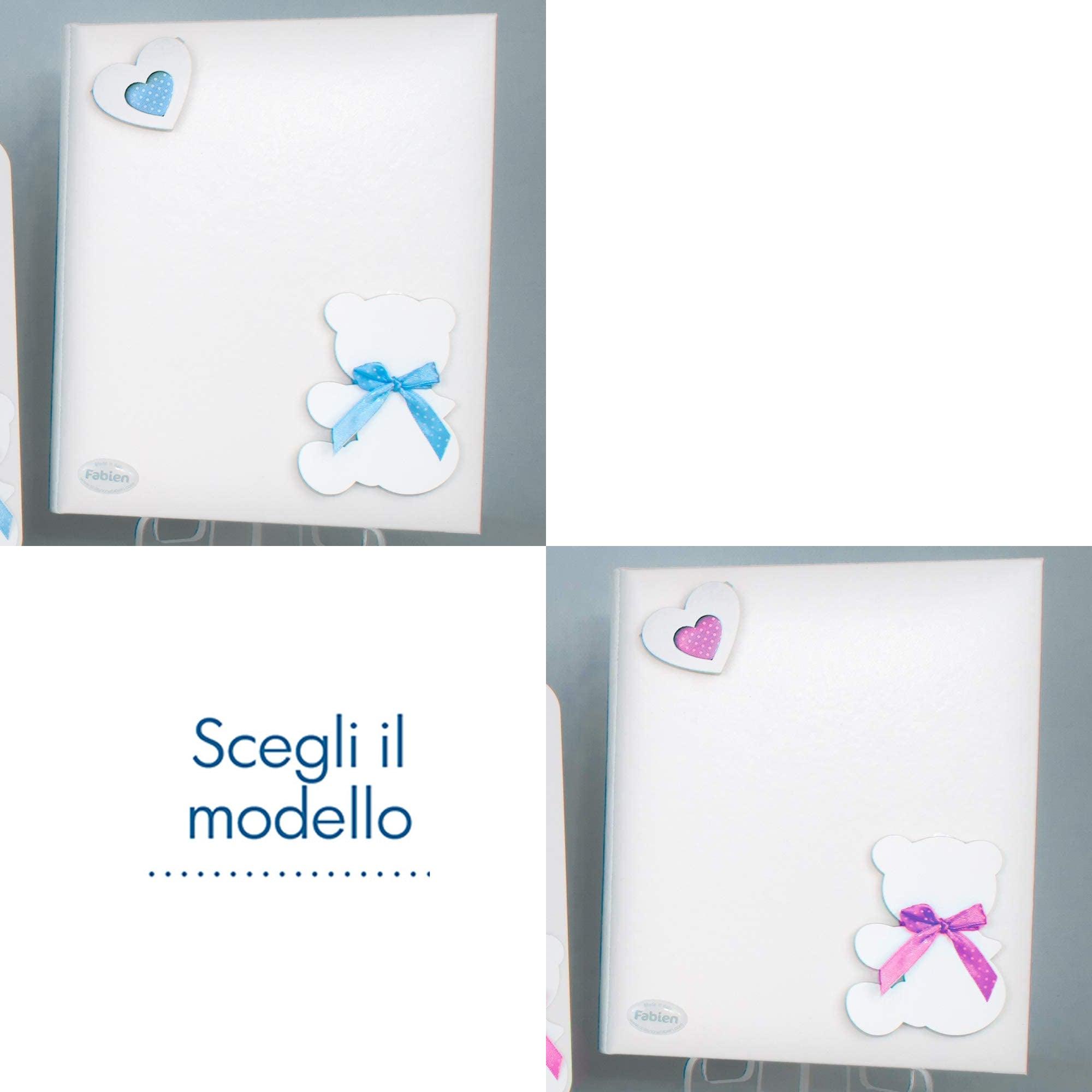 Diario Prima Infanzia Con Applicazione Orso Teddy e Nastro Colorato Linea Ribbon Regali Nascita & Battesimo Albalu Bomboniere