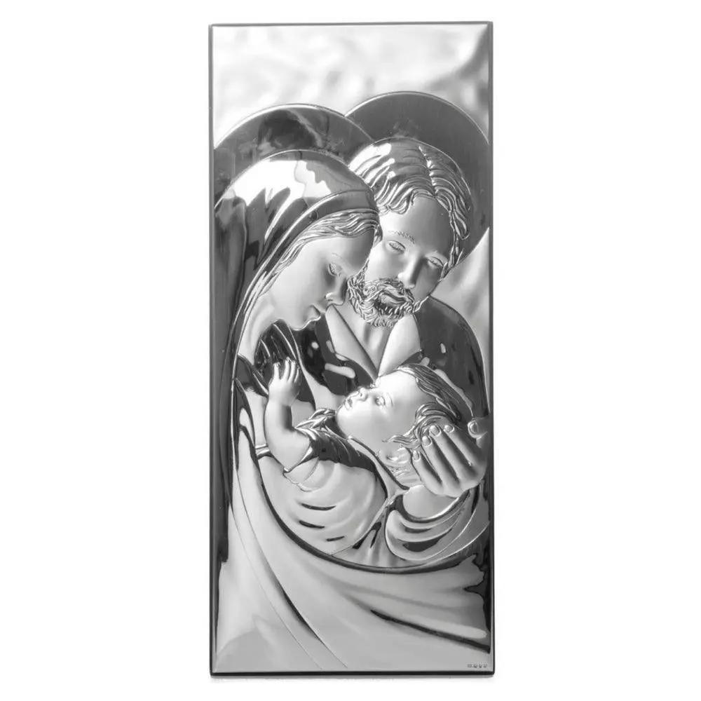 Icona Sacra Famiglia Argento Laminato Verticale a Filo Icone Sacre Albalu Bomboniere
