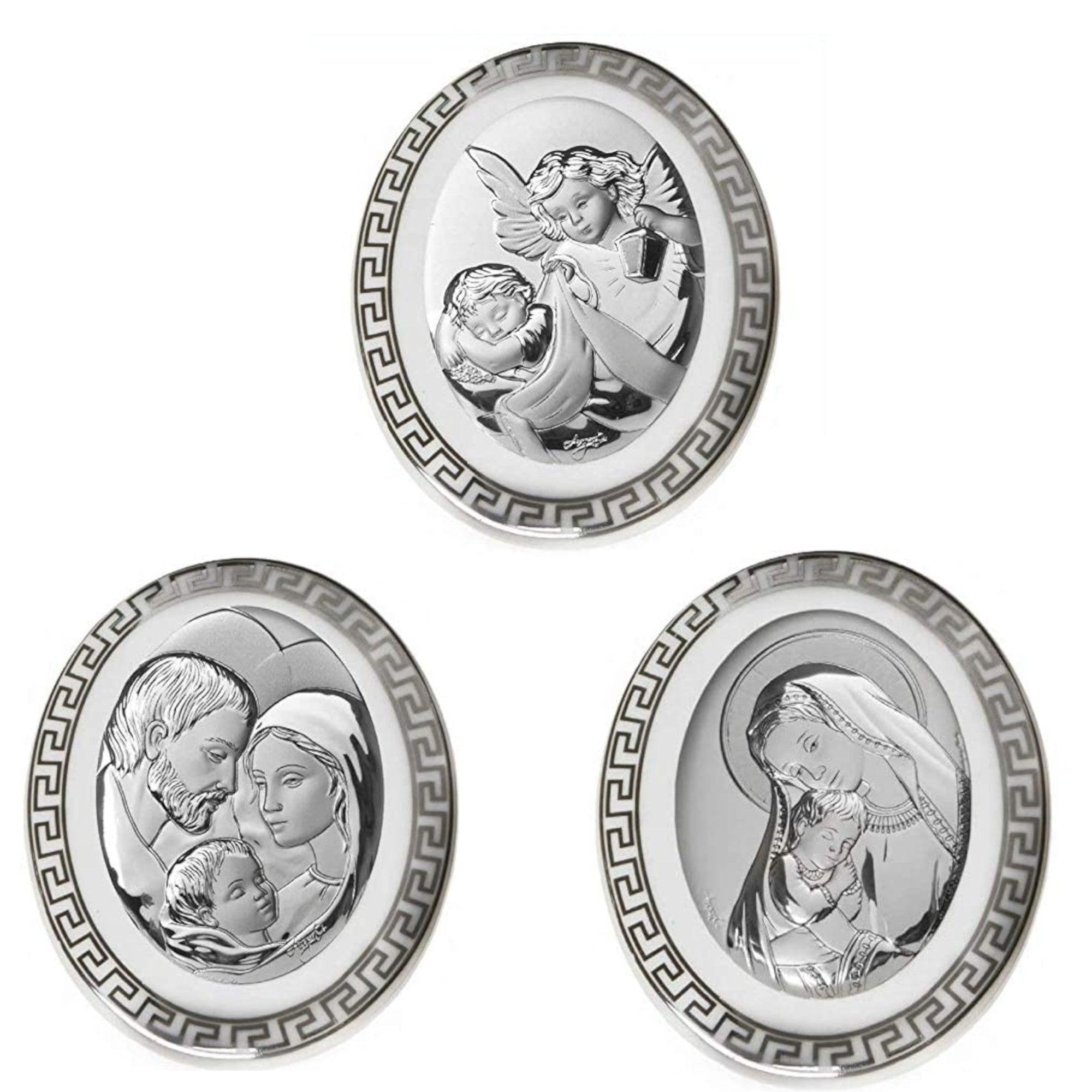 Bomboniera Icona Sacra Ovale in Argento con retro in Porcellana da appoggio Icone Sacre Albalu Bomboniere