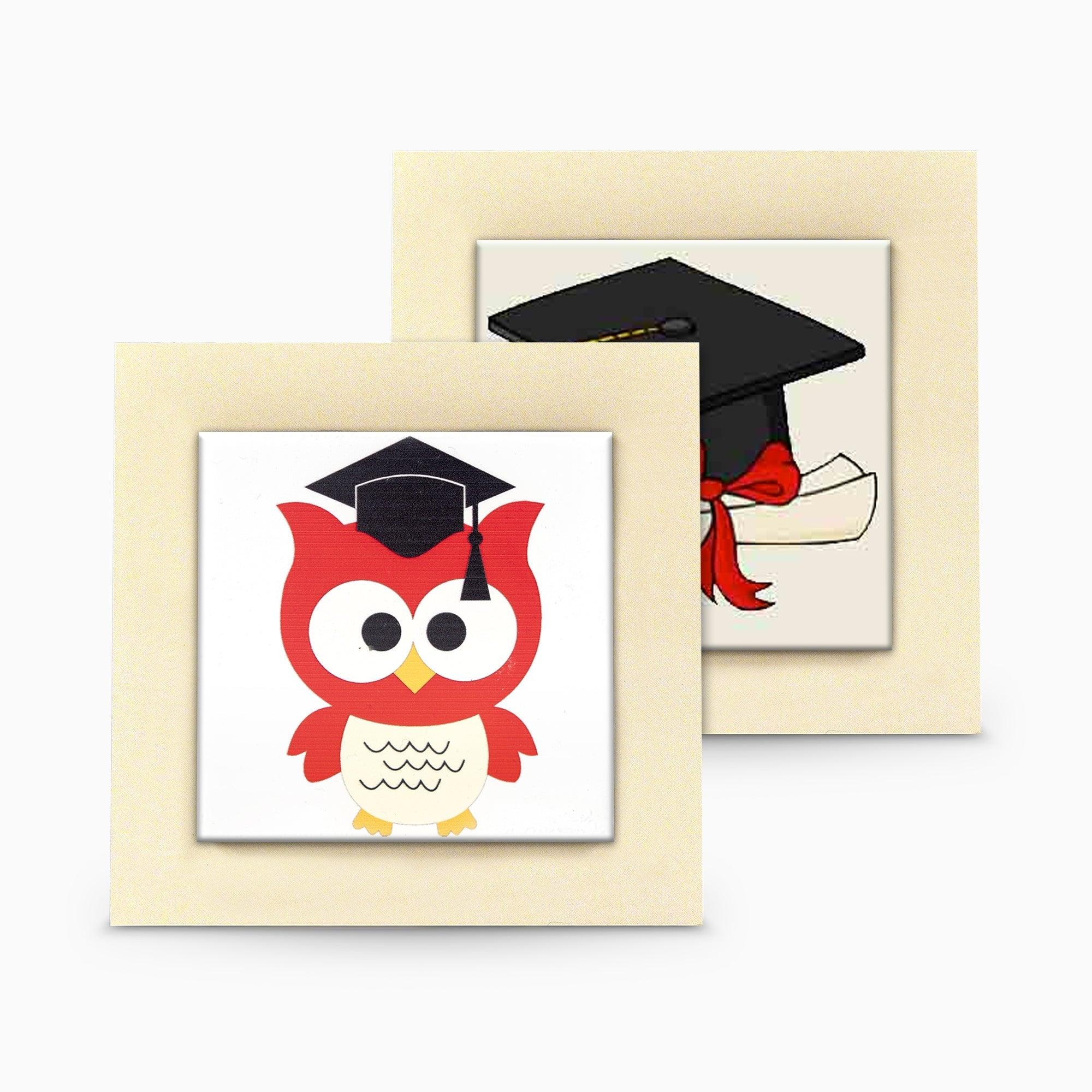 Icona in Legno con Piastrella in Gres Decorata a Tema Laurea e Piedino da Appoggio Oggettistica Albalu Bomboniere