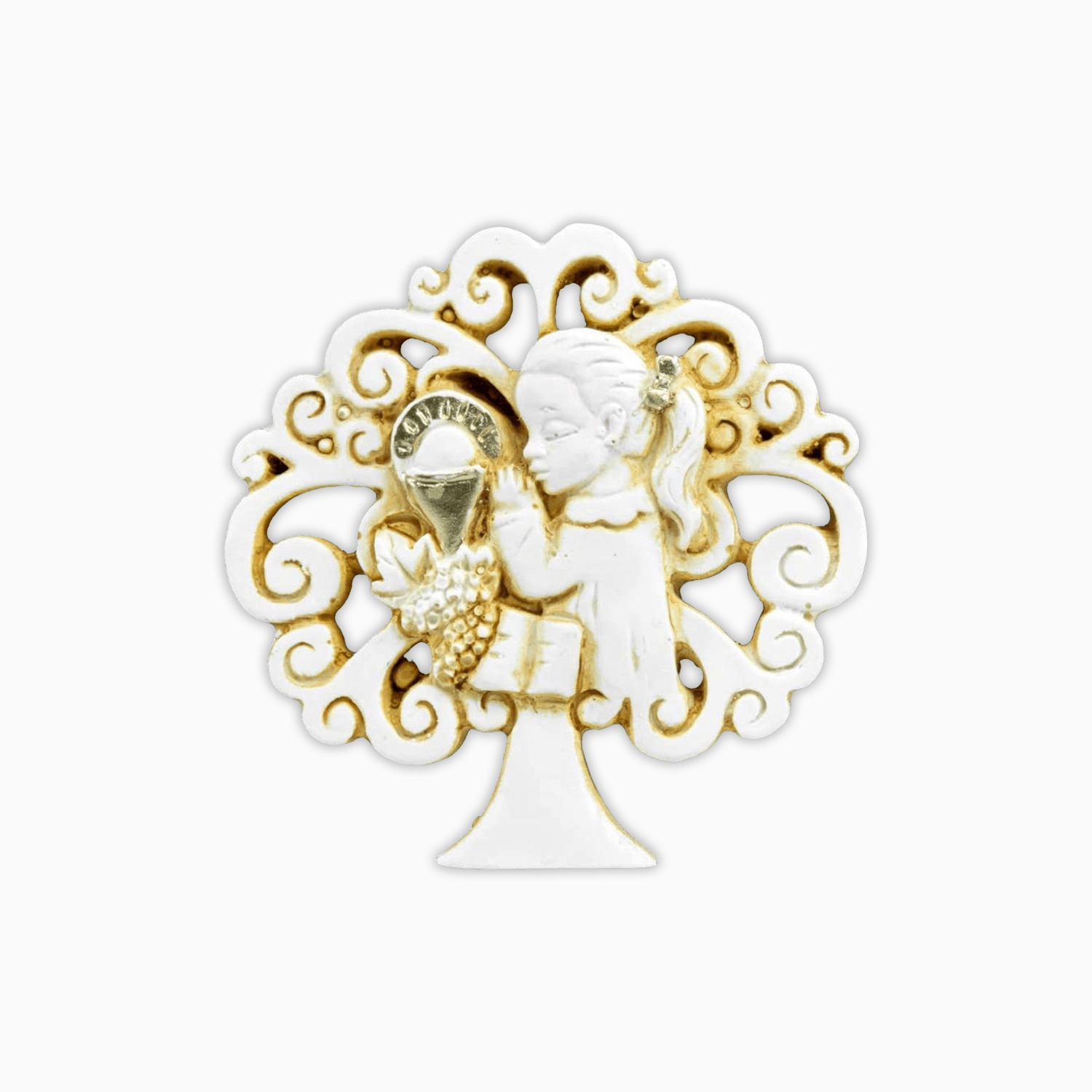 Magnete a Forma di Albero della Vita in Resina Decorata a Tema Bimbi Comunione in Preghiera