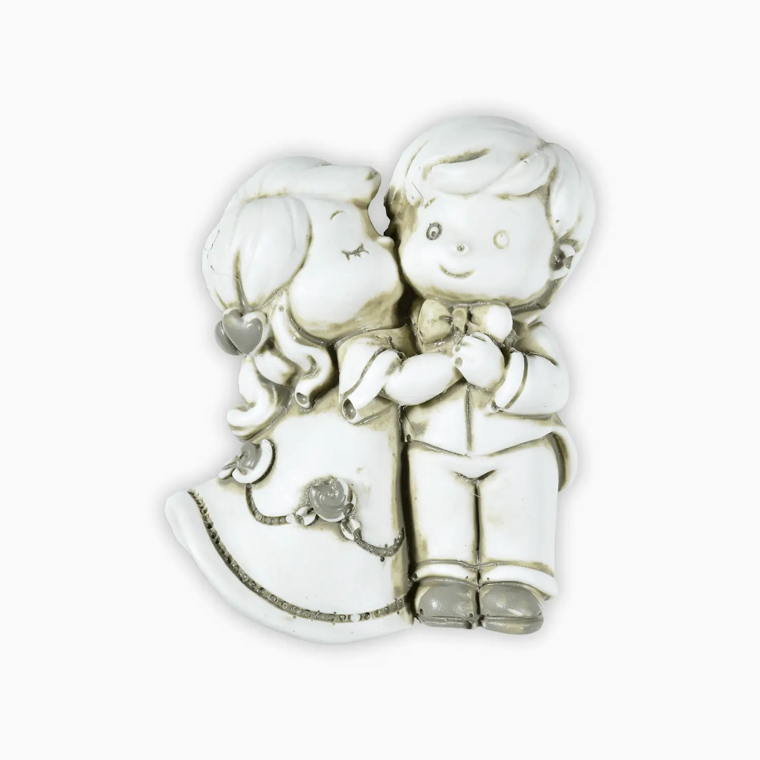 Magnete a Forma di Coppia di Innamorati in Resina Decorata a Tema Nozze e Anniversario Matrimonio