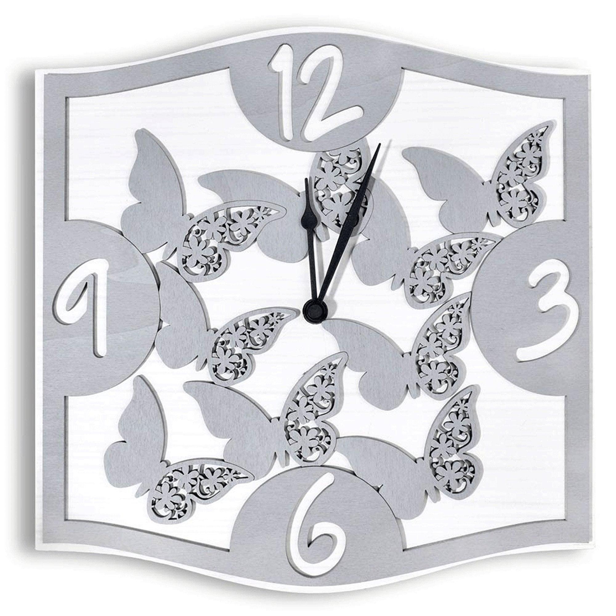 Orologio da Parete con Farfalle Grigio Orologi in Legno Albalu Bomboniere