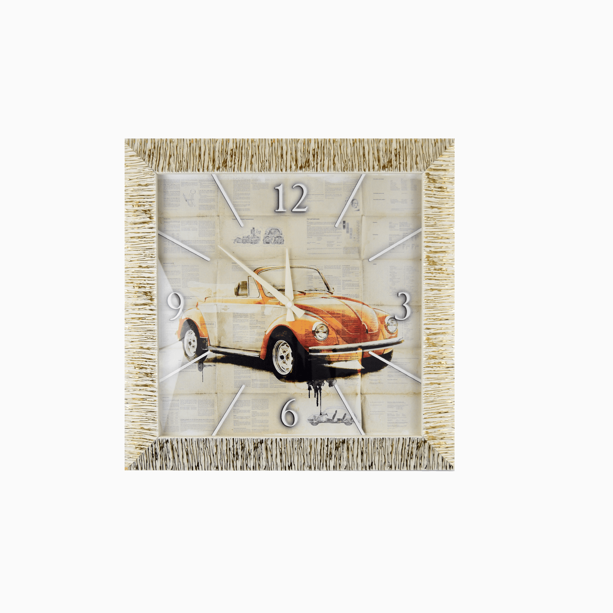 Orologio su Tela Macchina 500 con Cornice Oro- Quadro 100% Made in Italy- Quadri in Tela Albalu Bomboniere