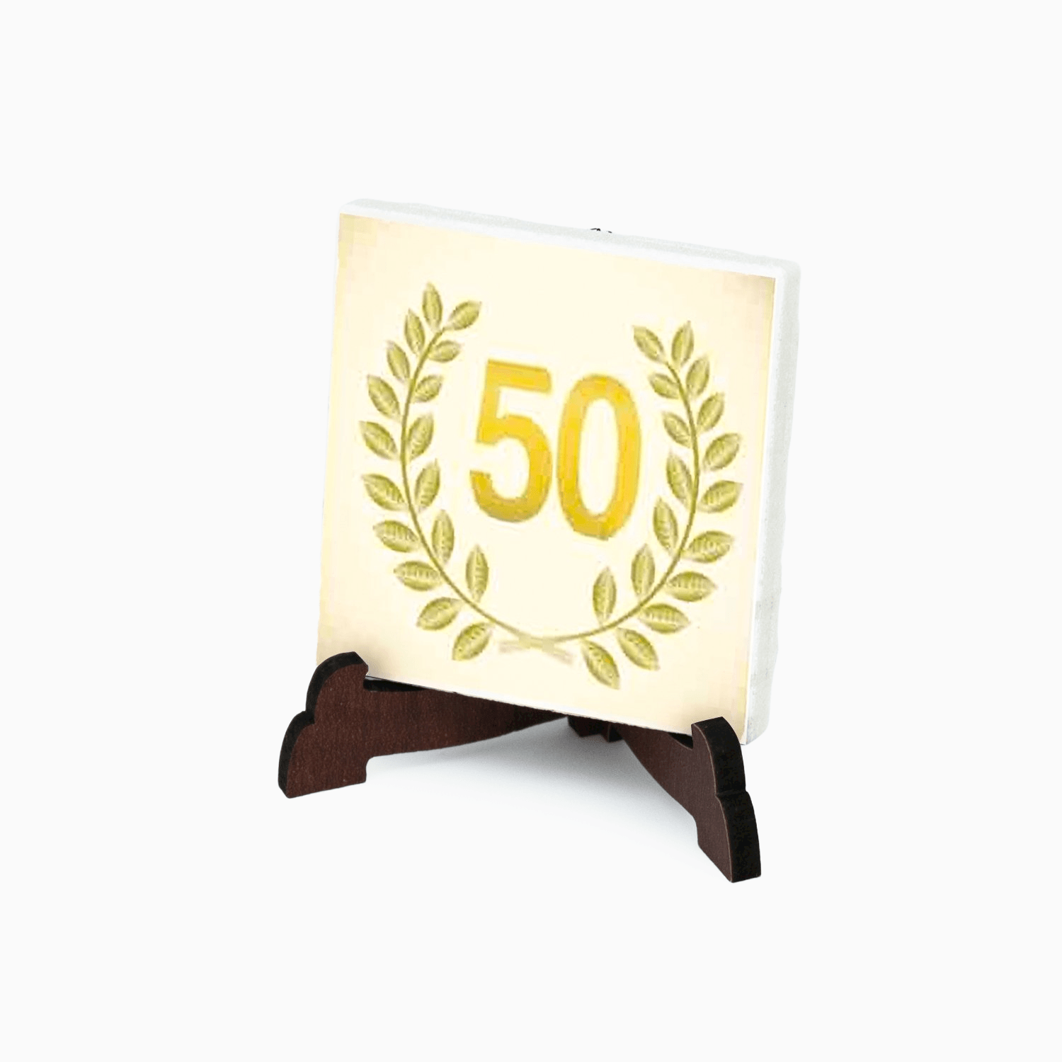Piastrella Anniversario Quadrata in Gres Porcellanato Decorata con supporto da Appoggio in PVC e Magnete