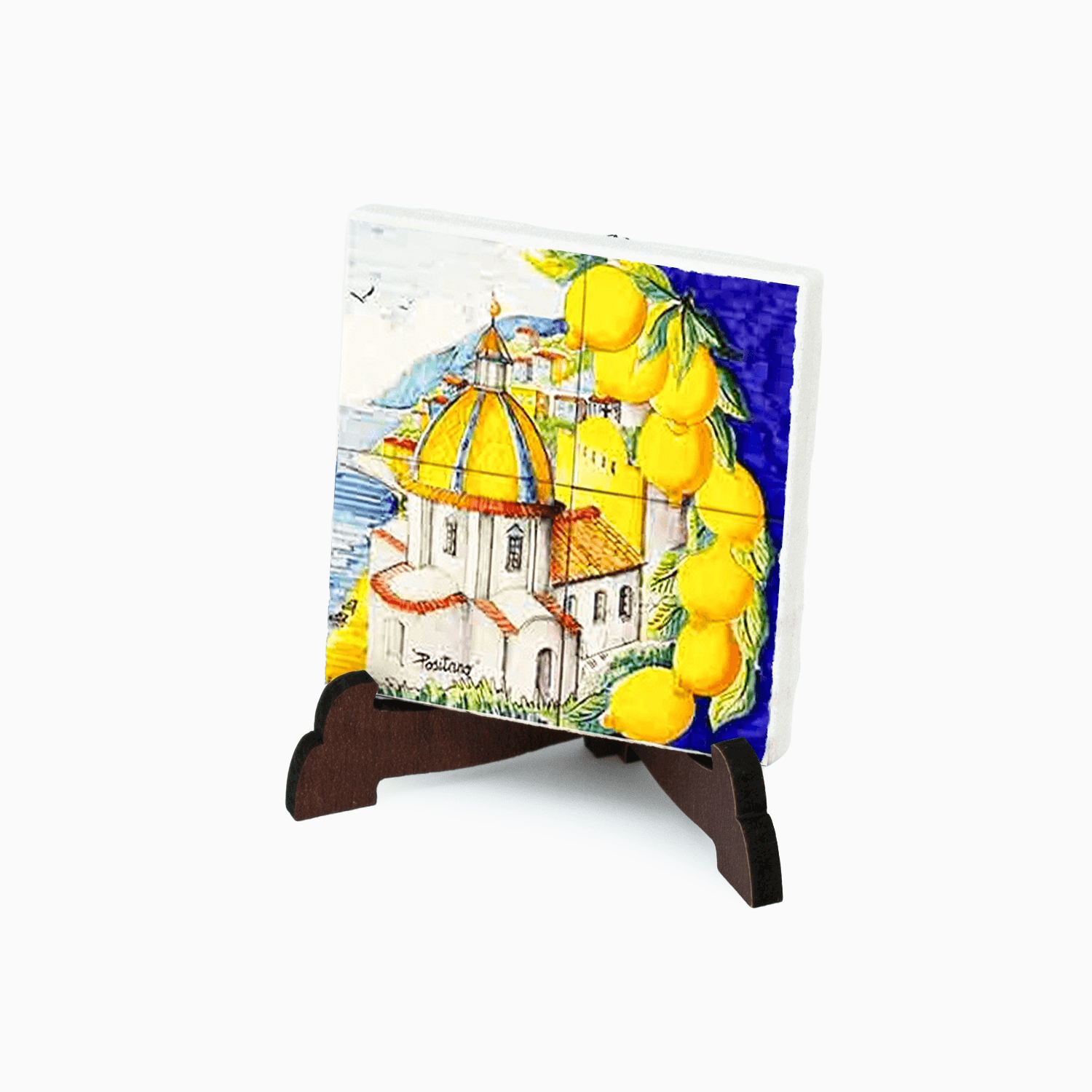 Piastrella Positano Quadrata in Gres Porcellanato Decorata con supporto da Appoggio in PVC e Magnete