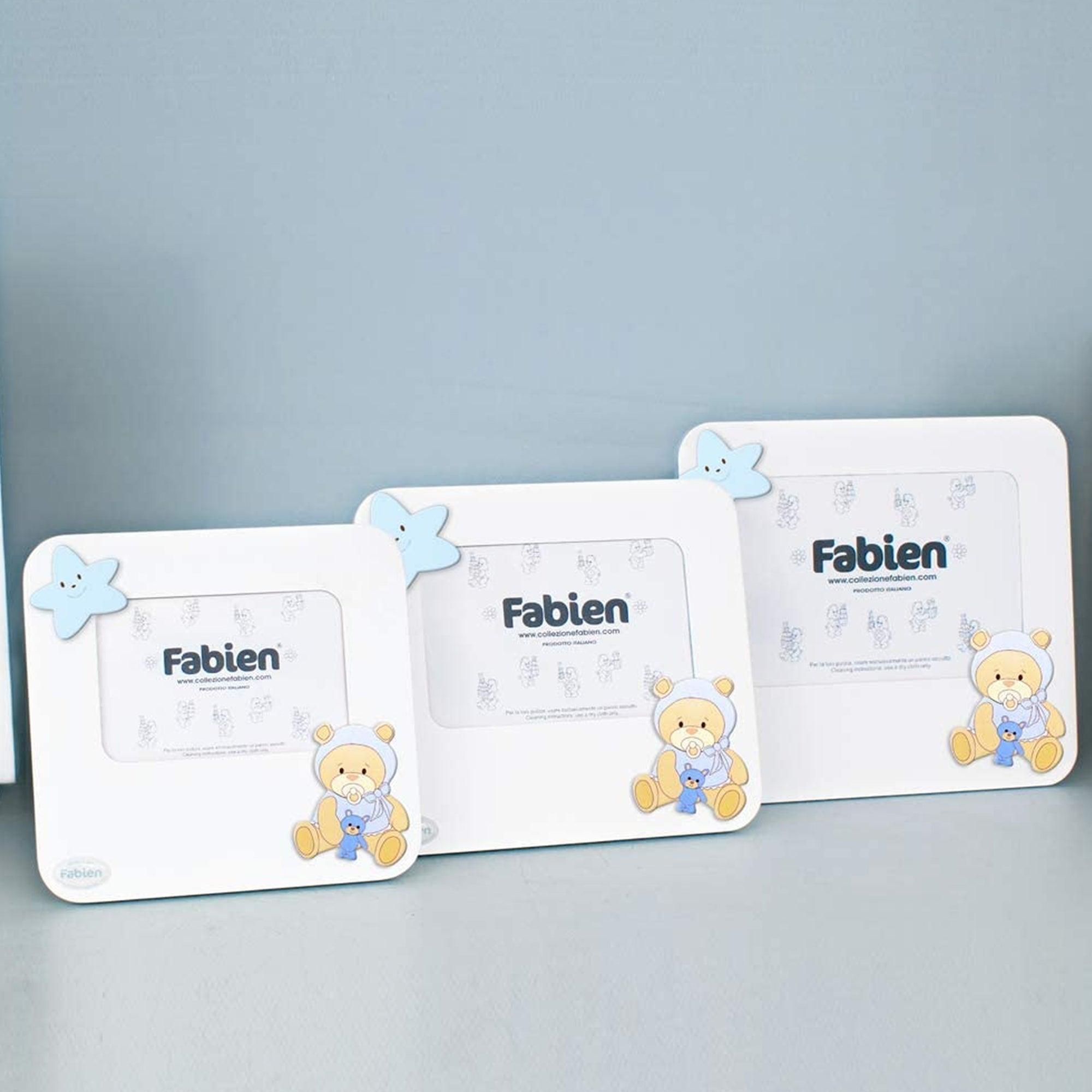 Portafoto Prima Infanzia Bianco Con Applicazione Orso Con Ciuccio In Legno Linea Bear Colorata