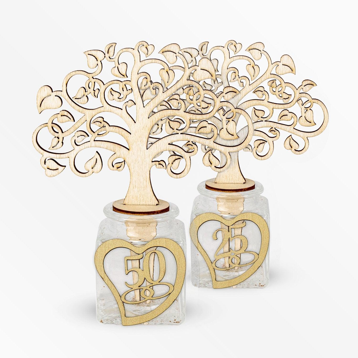 Profumatore Base in Vetro con diffusore Albero della Vita e Applicazione in Legno a Tema Anniversari Profumatori Albalu Bomboniere