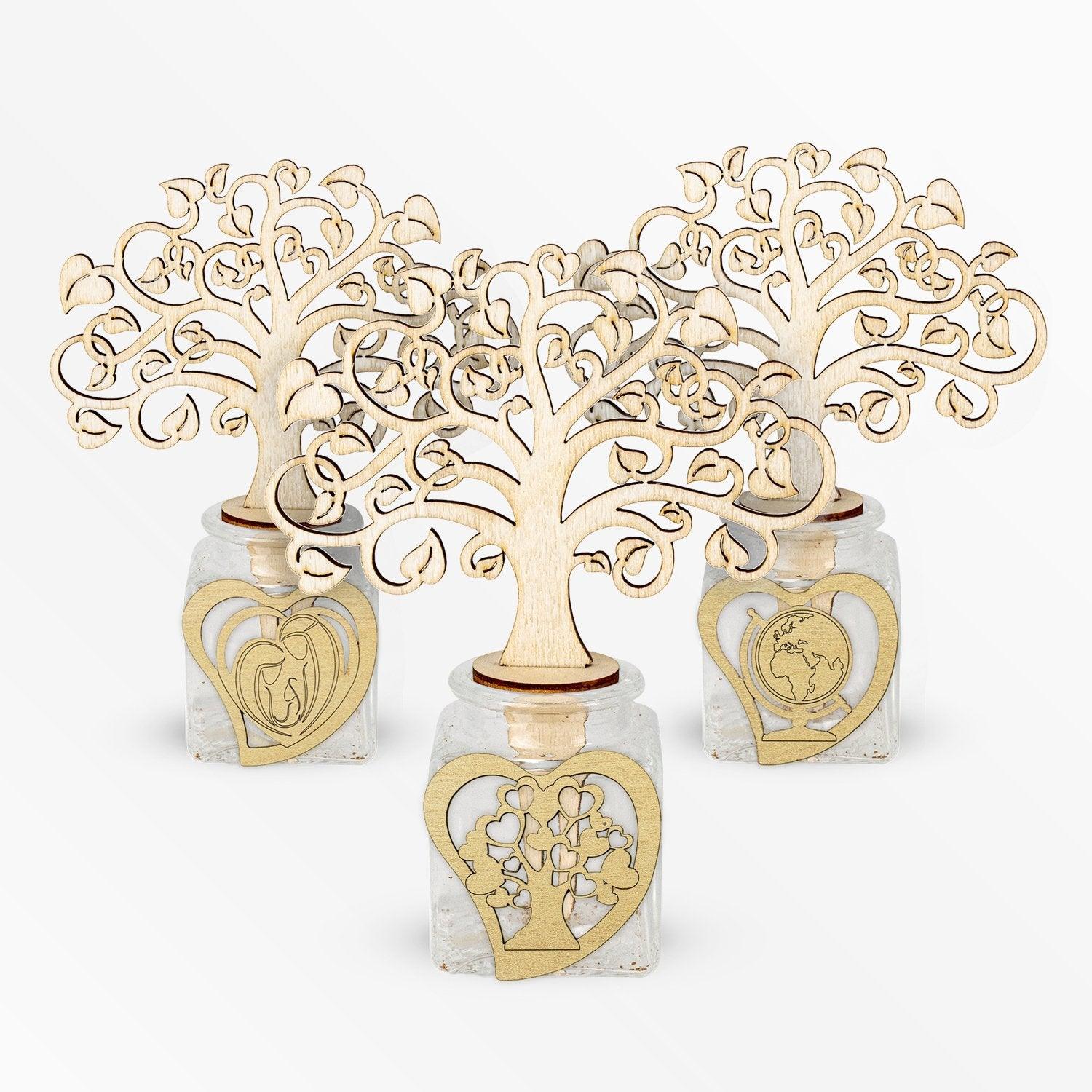 Profumatore Base in Vetro con diffusore Albero della Vita e Applicazione in Legno a Tema Vita Profumatori Albalu Bomboniere