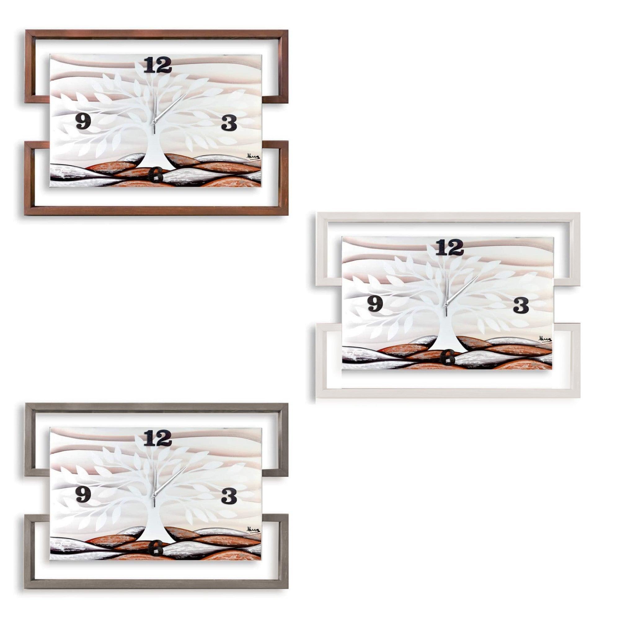 Quadro Orologio Albero Della Vita Bianco Con Cornice Dipinto A Mano Orologi in Tela Albalu Bomboniere
