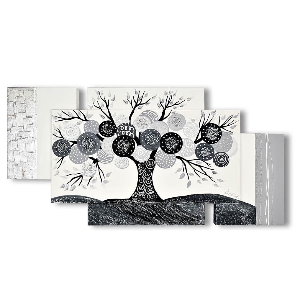 Quadro su Tela Albero della Vita Grigio Multipannello Quadri Multipannello Albalu Bomboniere