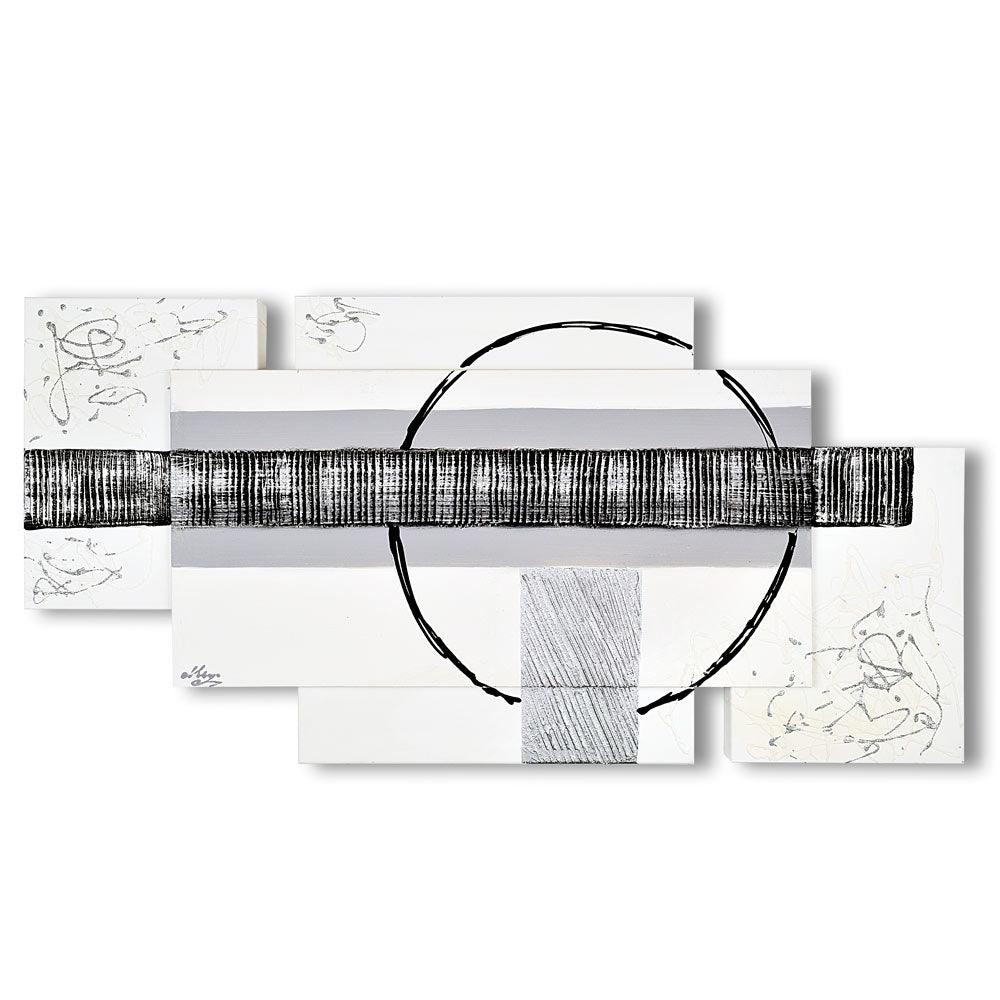 Quadro su Tela Astratto Cerchio Grigio Multipannello Quadri Multipannello Albalu Bomboniere