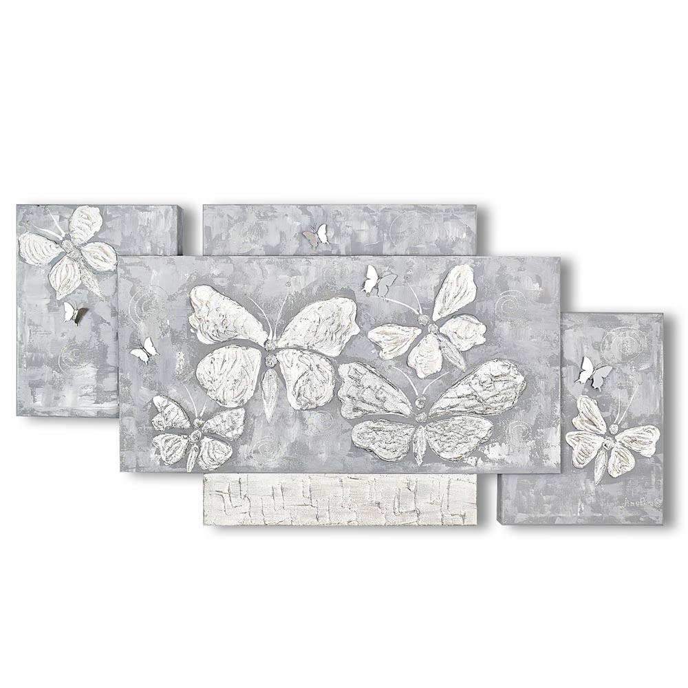 Quadro su Tela Farfalle Grigio Multipannello Quadri Multipannello Albalu Bomboniere