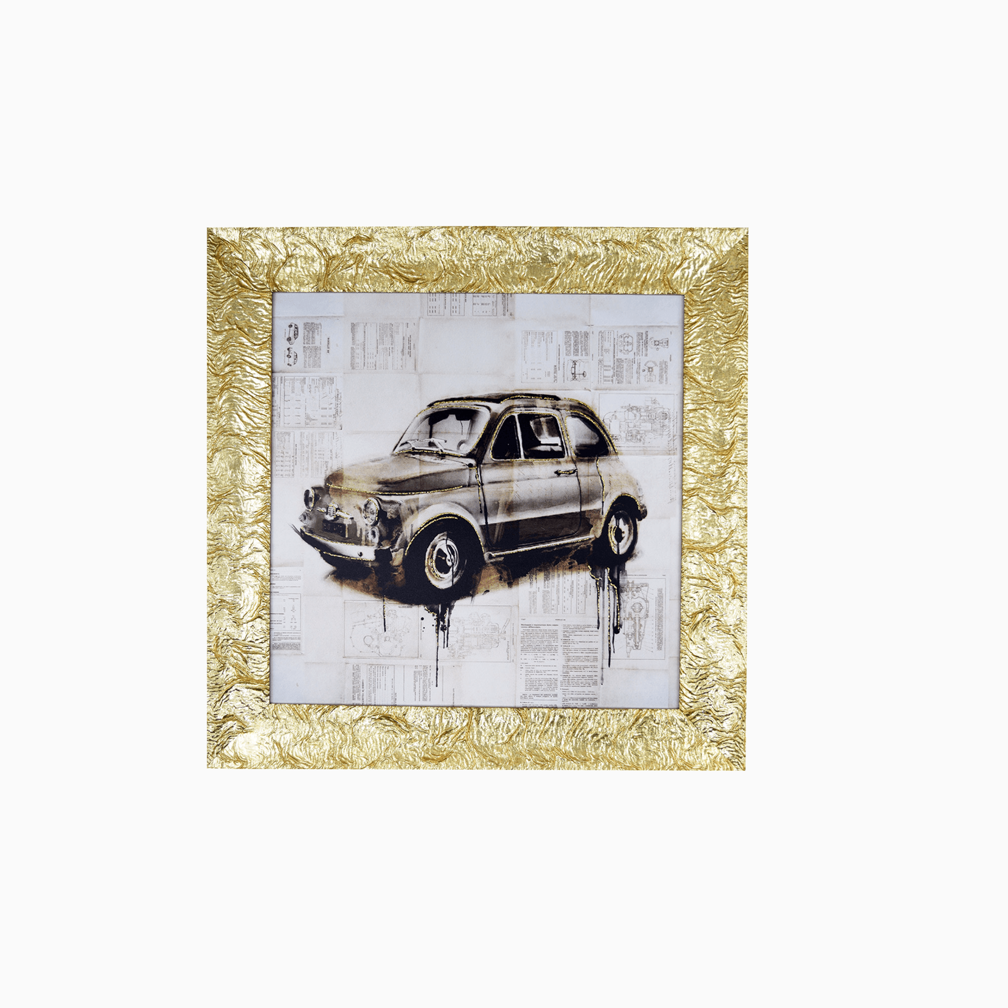 Quadro su Tela Macchina 500 con Cornice Oro- Quadro 100% Made in Italy- Quadri in Tela Albalu Bomboniere
