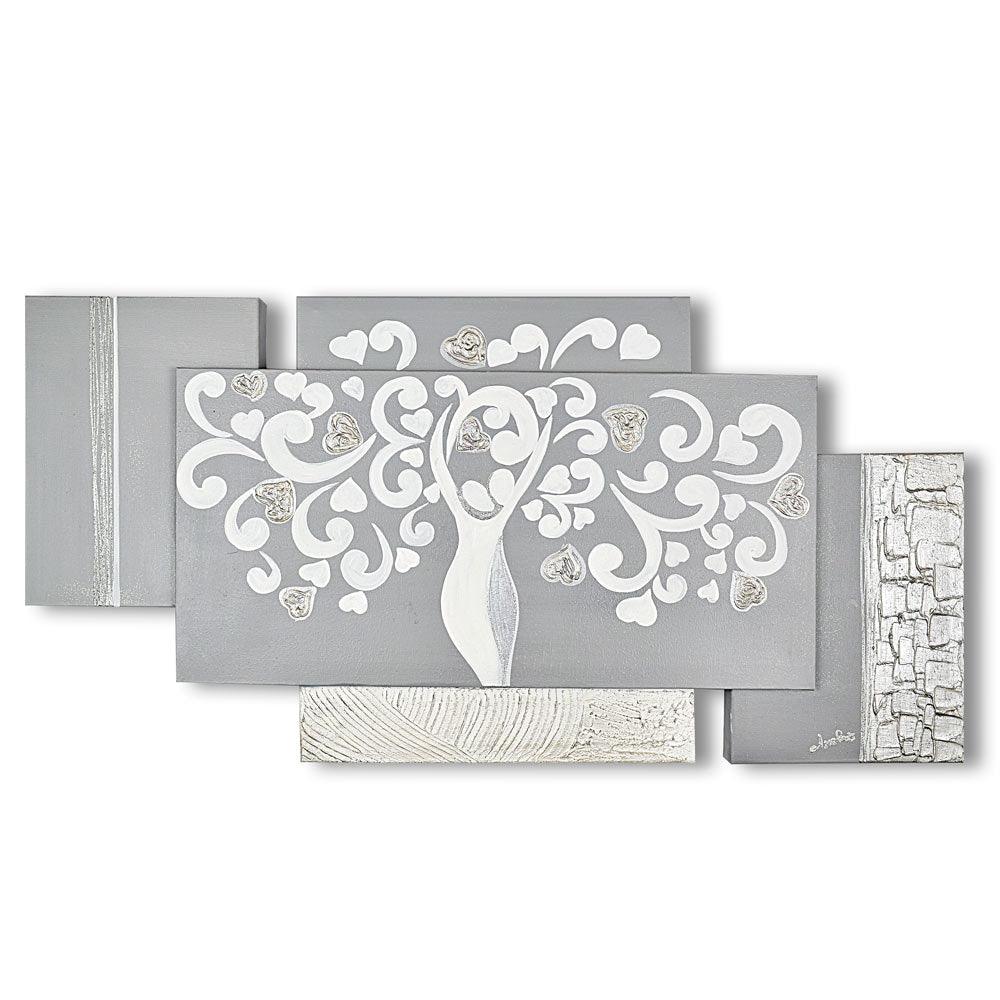 Quadro su Tela Sposi Albero della Vita Grigio Multipannello Quadri Multipannello Albalu Bomboniere