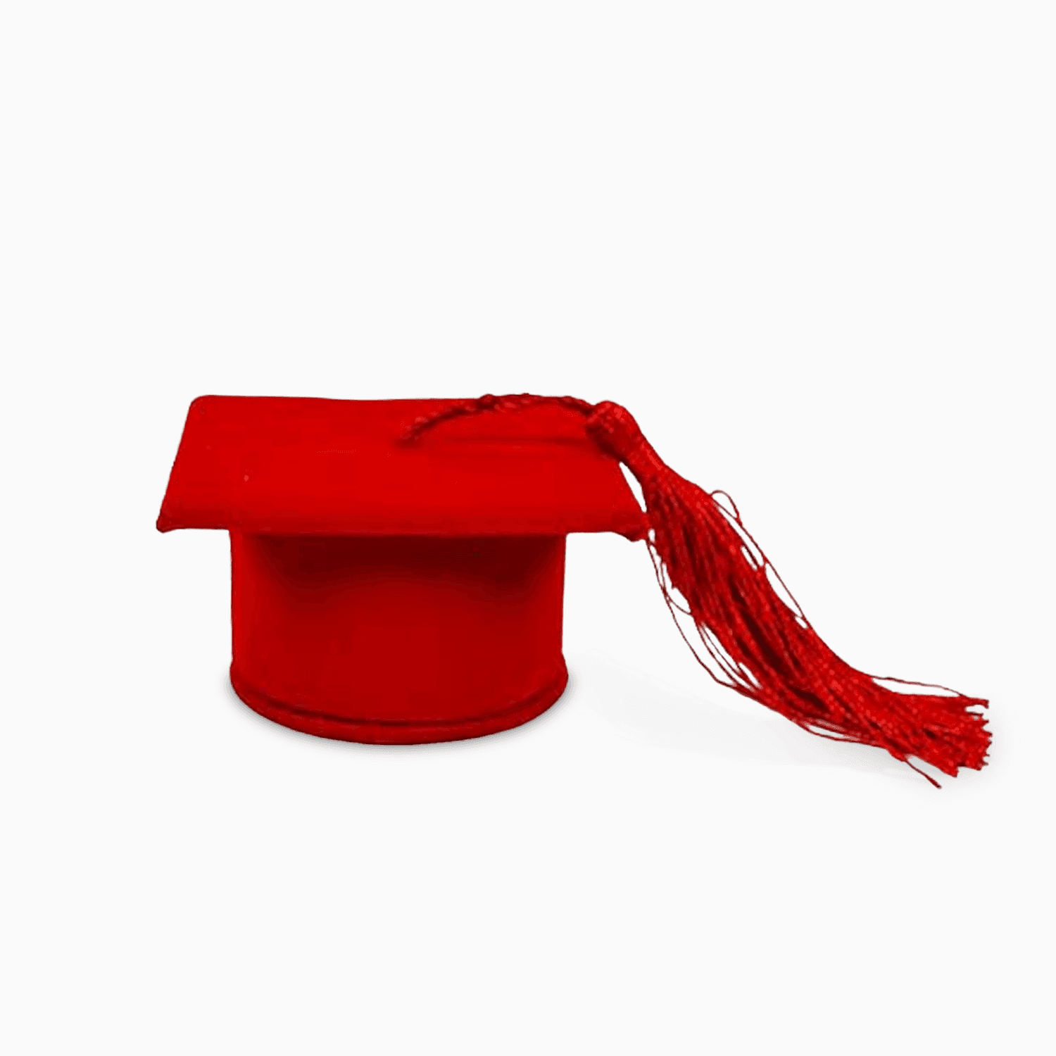 Scatola Portaconfetti in Cartoncino Rivestito in Velluto con Decoro Nastrino o Nappina Rosso a Tema Tocco o Libro Laurea