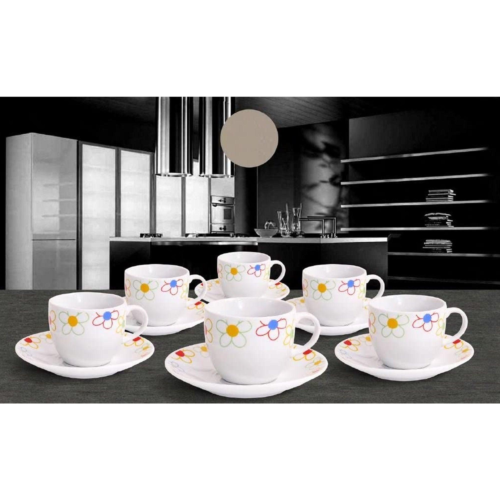 Servizio 6 Tazzine Caffe' In Porcellana E piattino Linea Aida Piatti e Tazzine Albalu Bomboniere