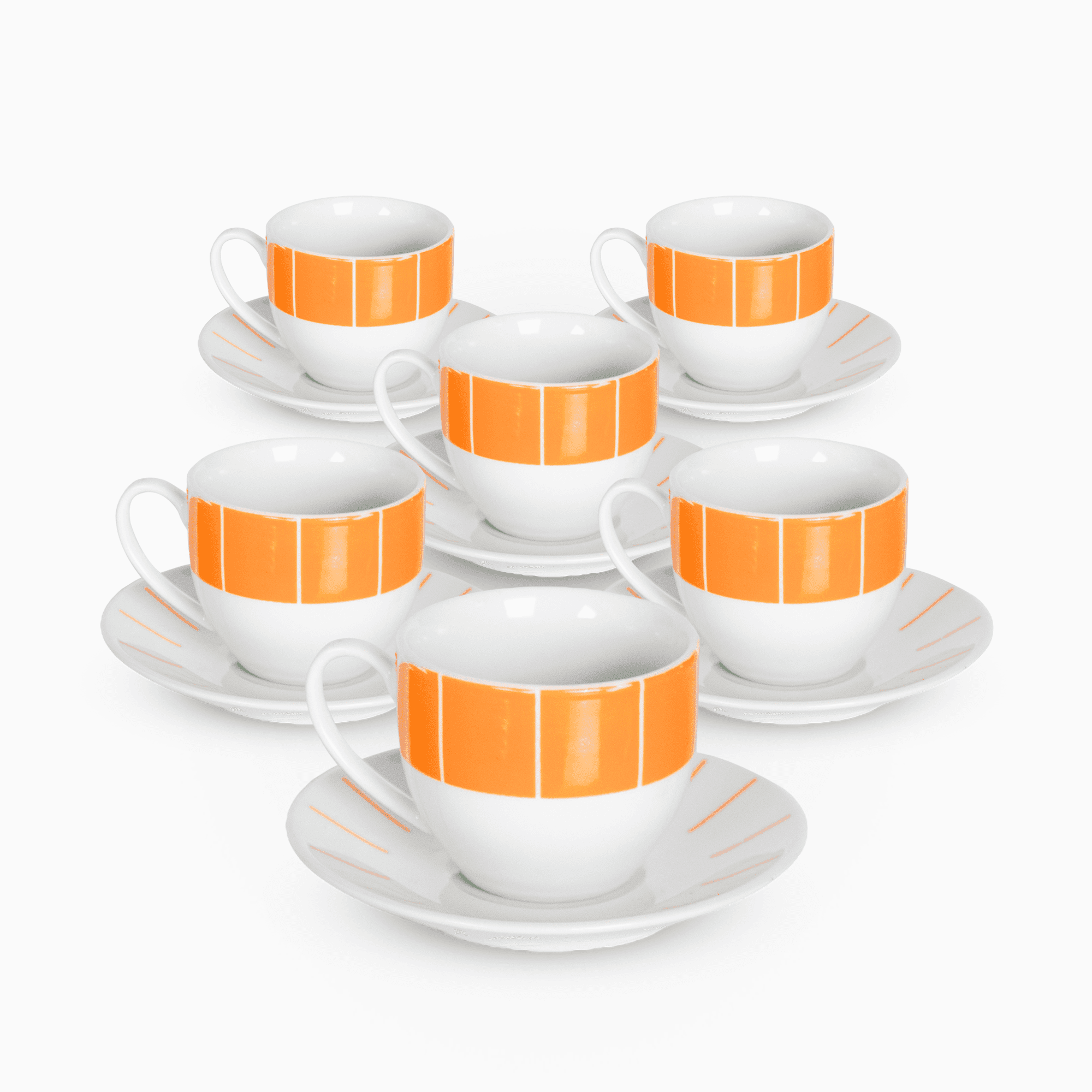 Servizio 6 Tazzine Caffe' In Porcellana E piattino Linea Amal Orange Piatti e Tazzine Albalu Bomboniere
