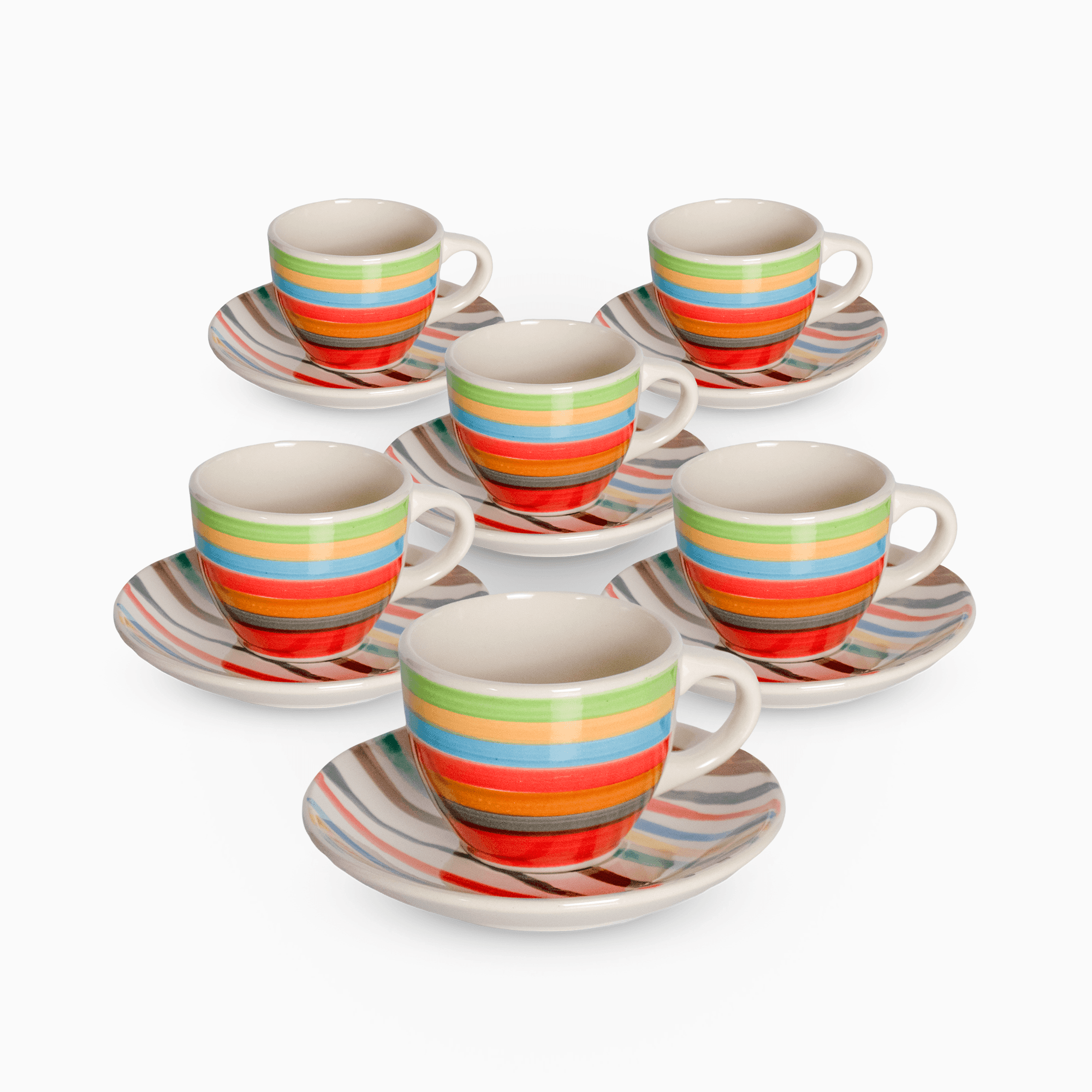 Servizio 6 Tazzine Caffe' In Porcellana E piattino Linea Crazy Piatti e Tazzine Albalu Bomboniere