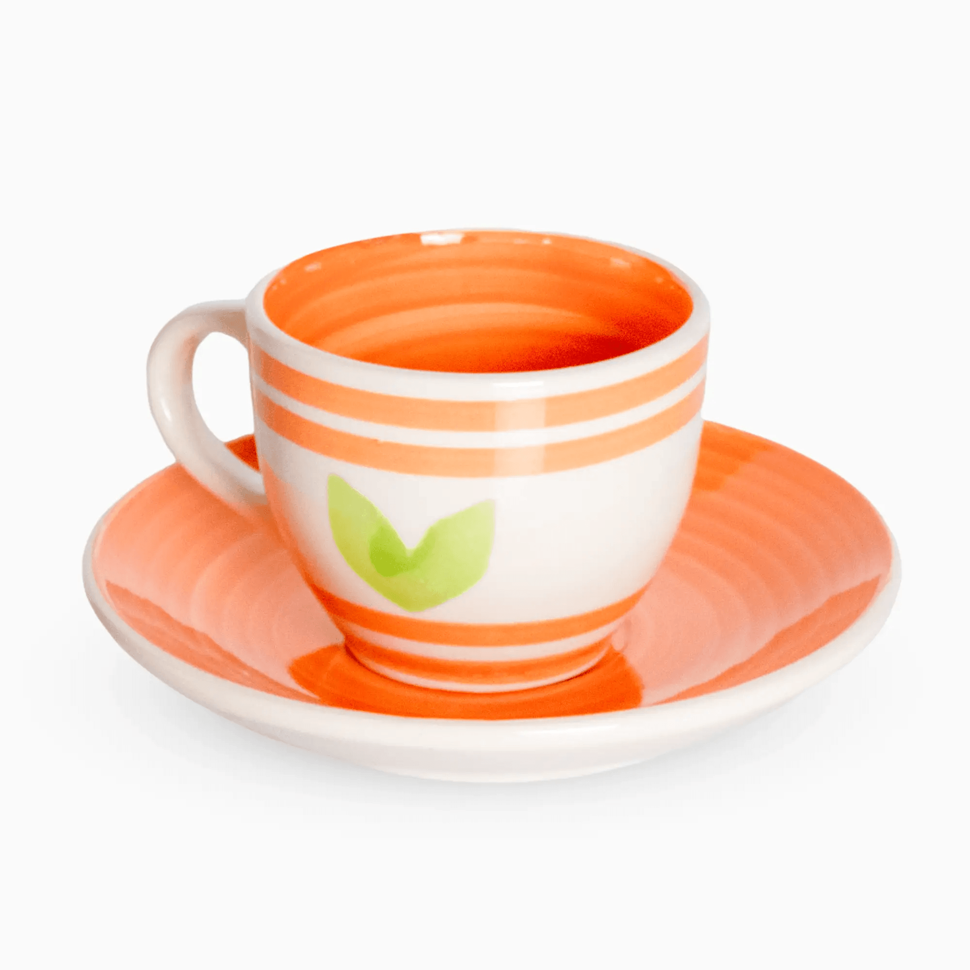 Servizio 6 Tazzine Caffe' In Porcellana E piattino Linea Flower Orange Piatti e Tazzine Albalu Bomboniere