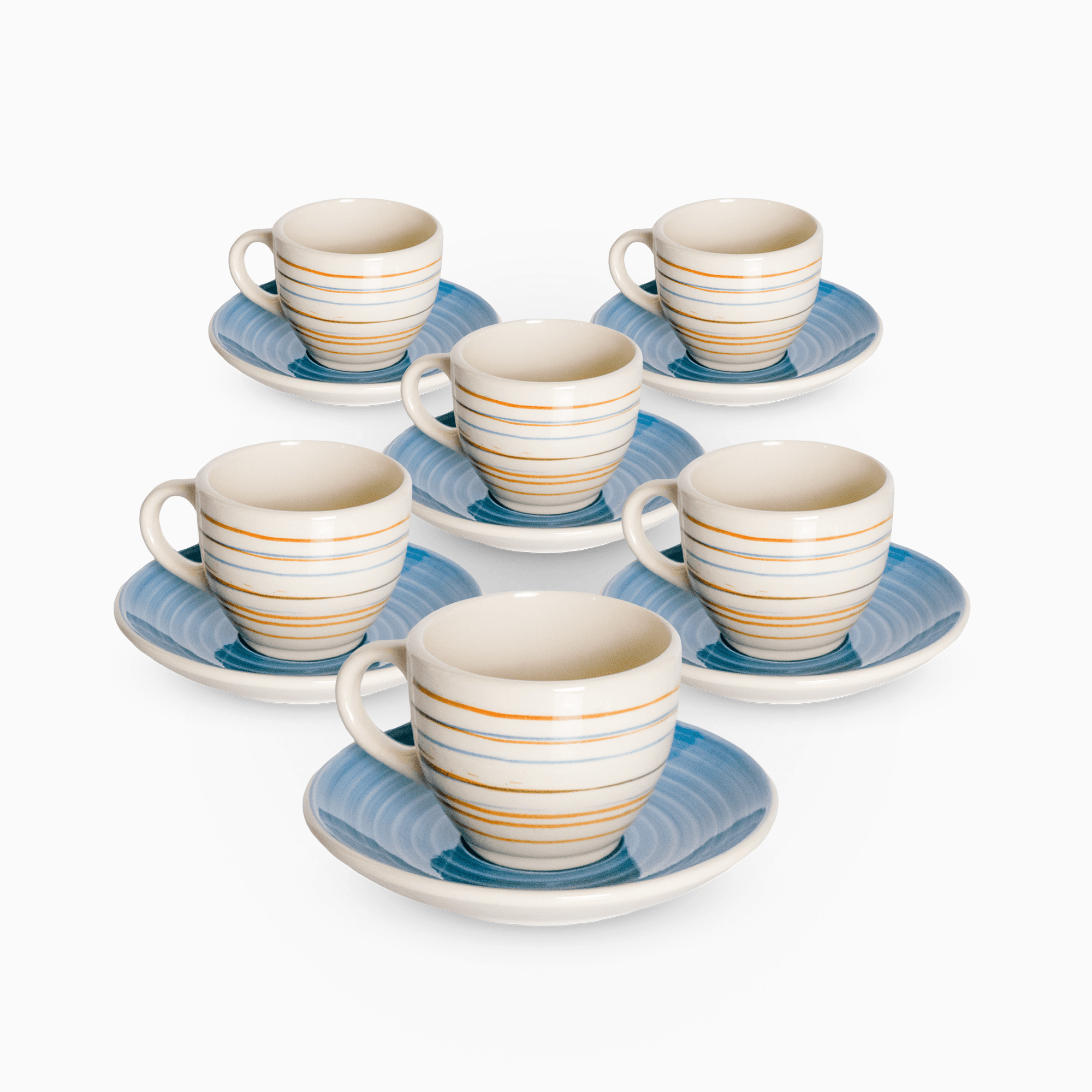 Servizio 6 Tazzine Caffe' In Porcellana E piattino Linea Sand Blue Piatti e Tazzine Albalu Bomboniere