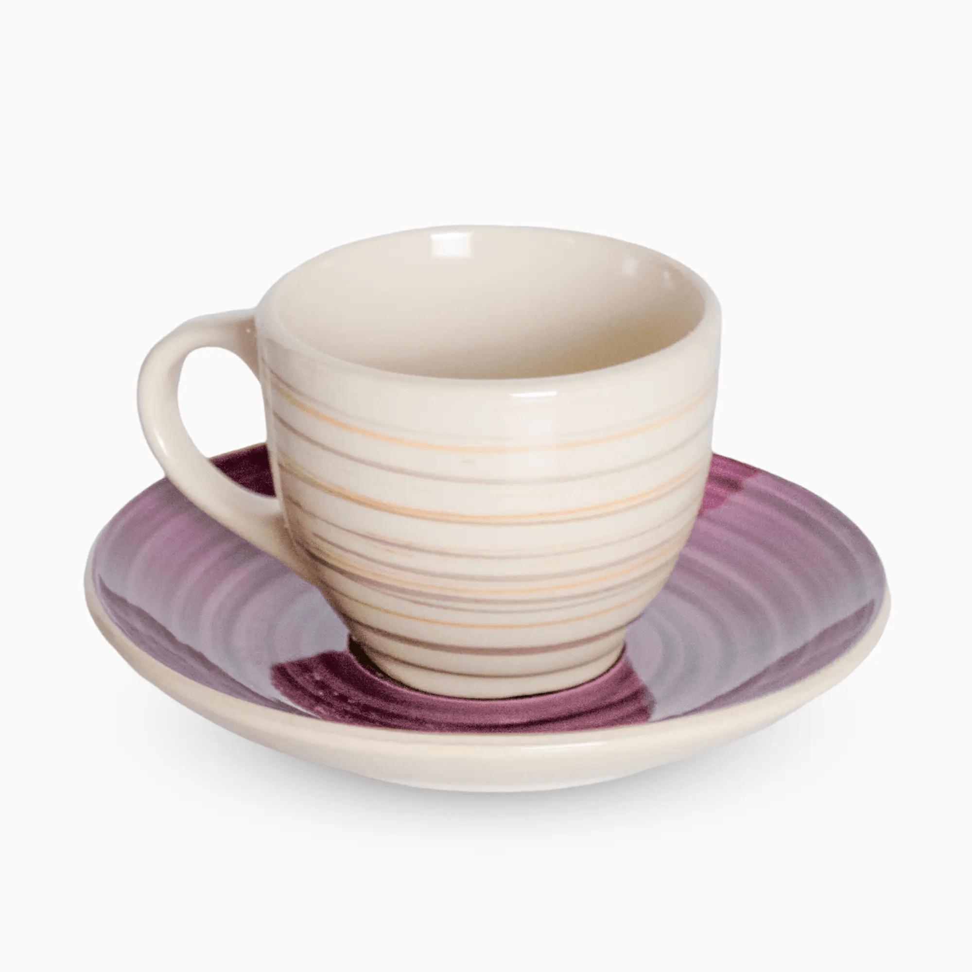 Servizio 6 Tazzine Caffe' In Porcellana E piattino Linea Sand Purple Piatti e Tazzine Albalu Bomboniere