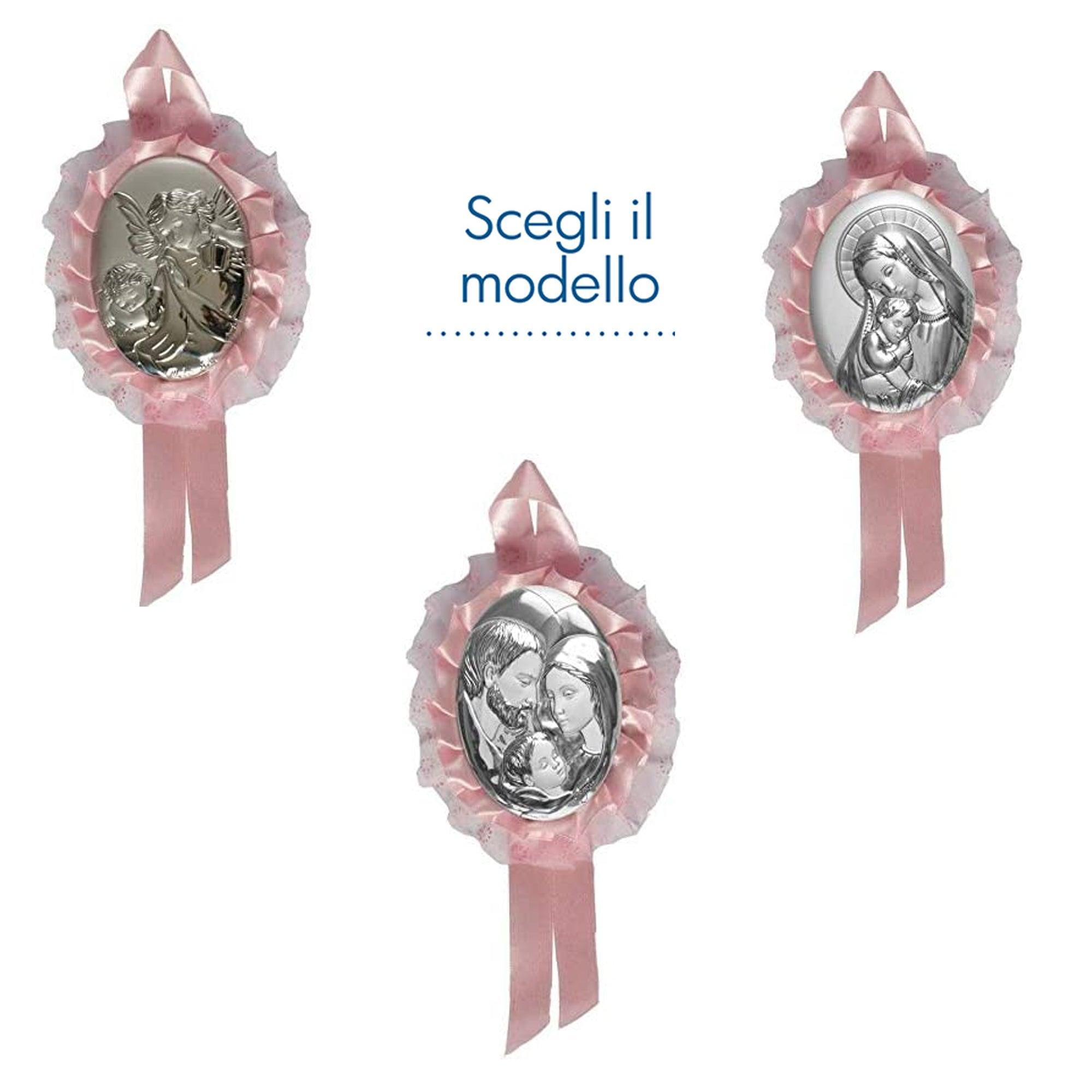 Sopraculla in Tessuto con Placca Icona Sacra e Carillon Sopraculla e Nastrini Albalu Bomboniere