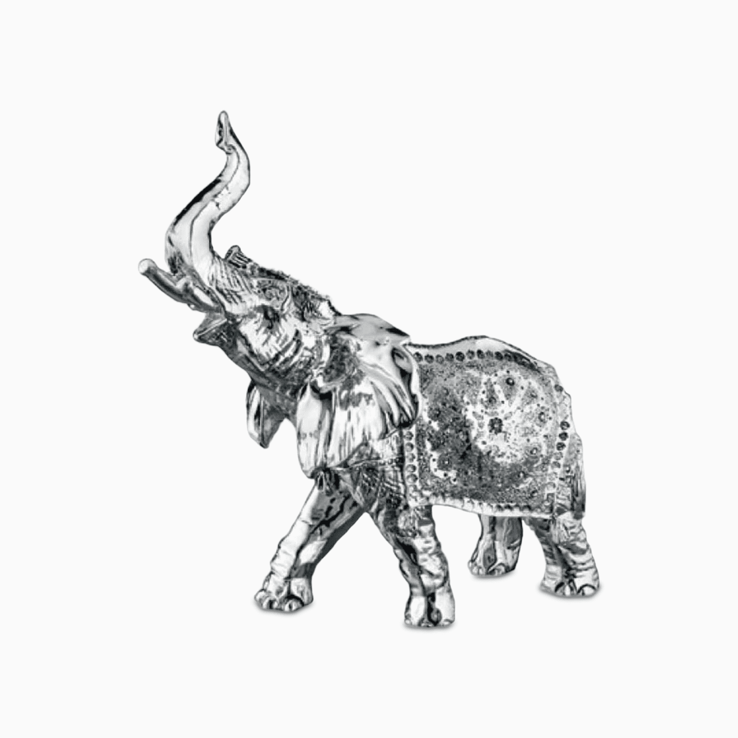 Statuetta Portafortuna in Resina Argentata a Forma di Elefante Indiano Resina Argentata Albalu Bomboniere