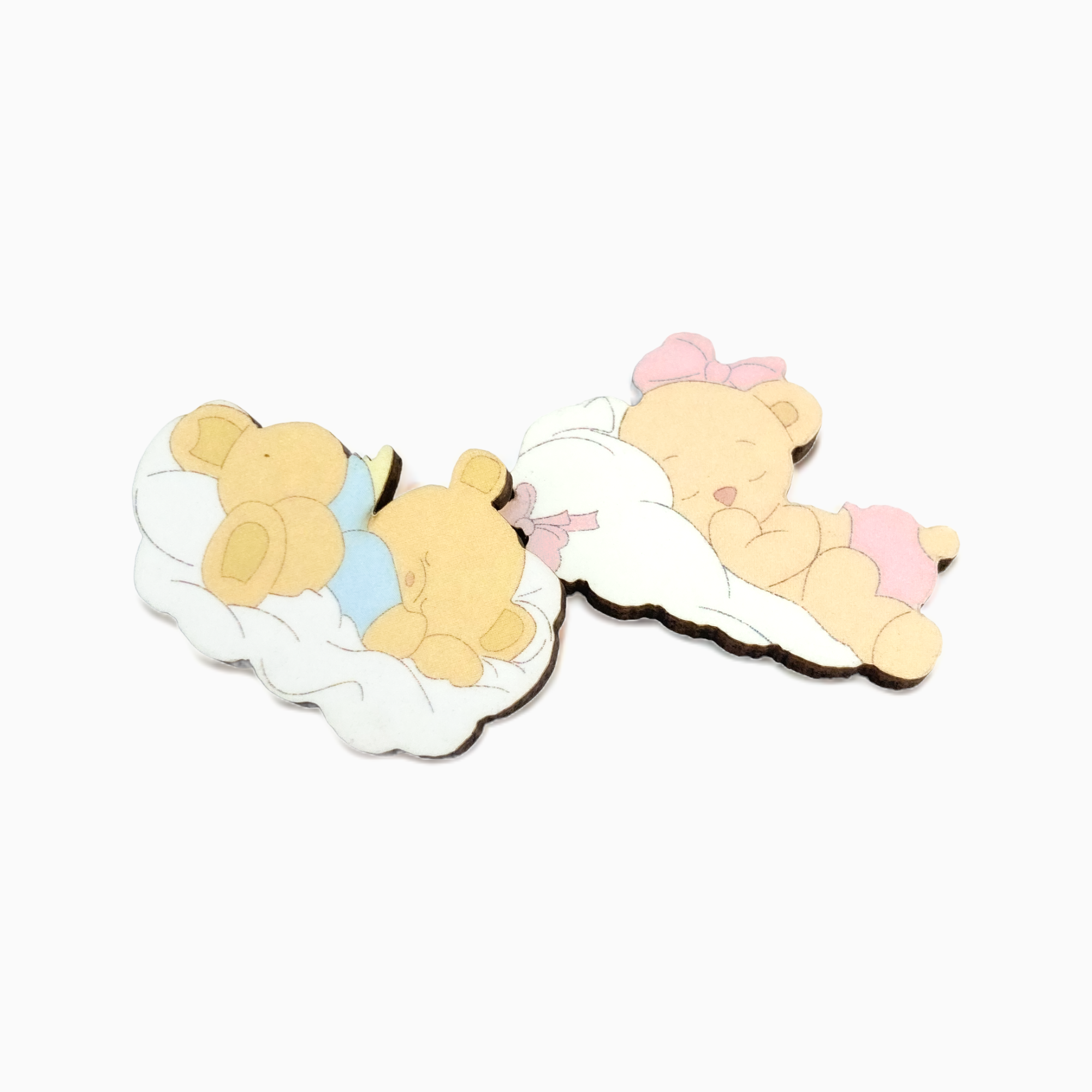 Magneti Nascita e Battesimo per Confettata e Segnaposto in Legno a Tema Orsacchiotti Piccoli Magneti Albalu Bomboniere