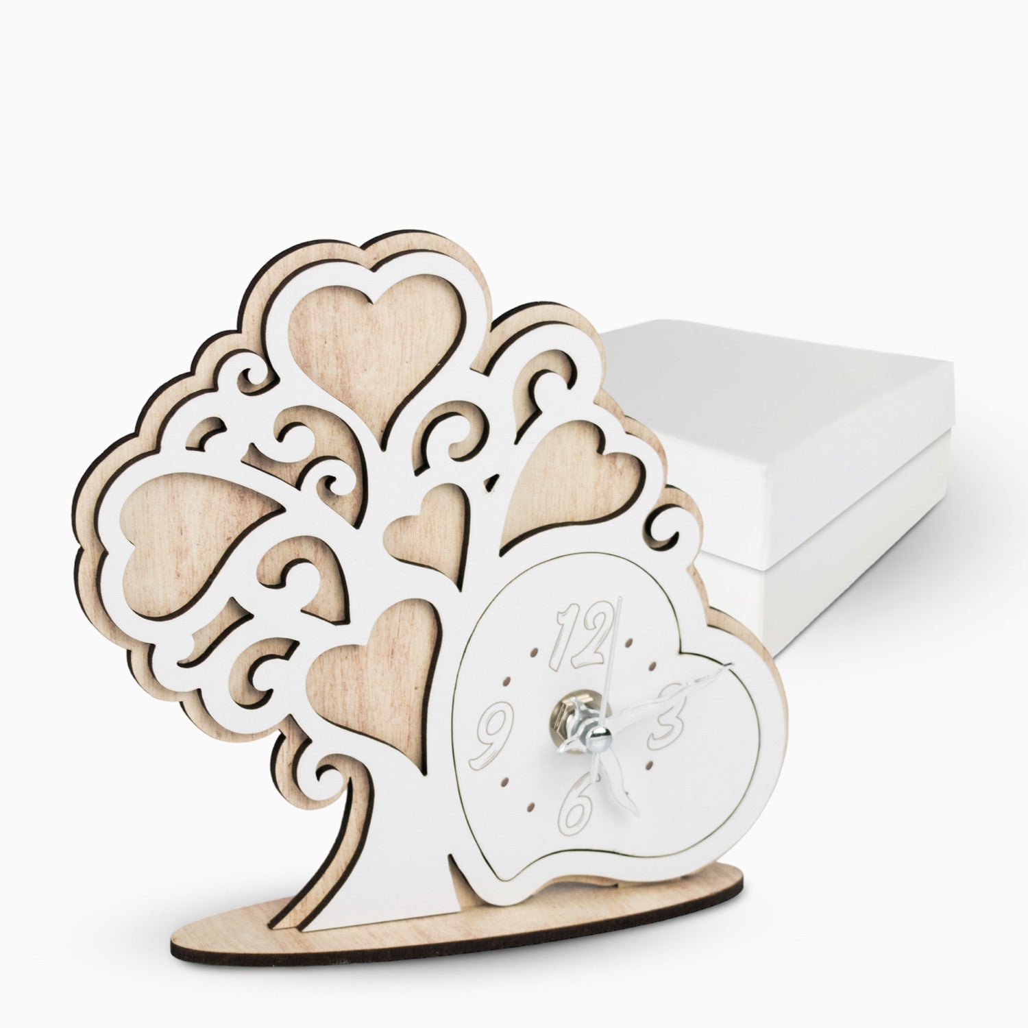 Bomboniera Orologio Albero della Vita Tortora Bianco con Scatola Orologi Albalu Bomboniere