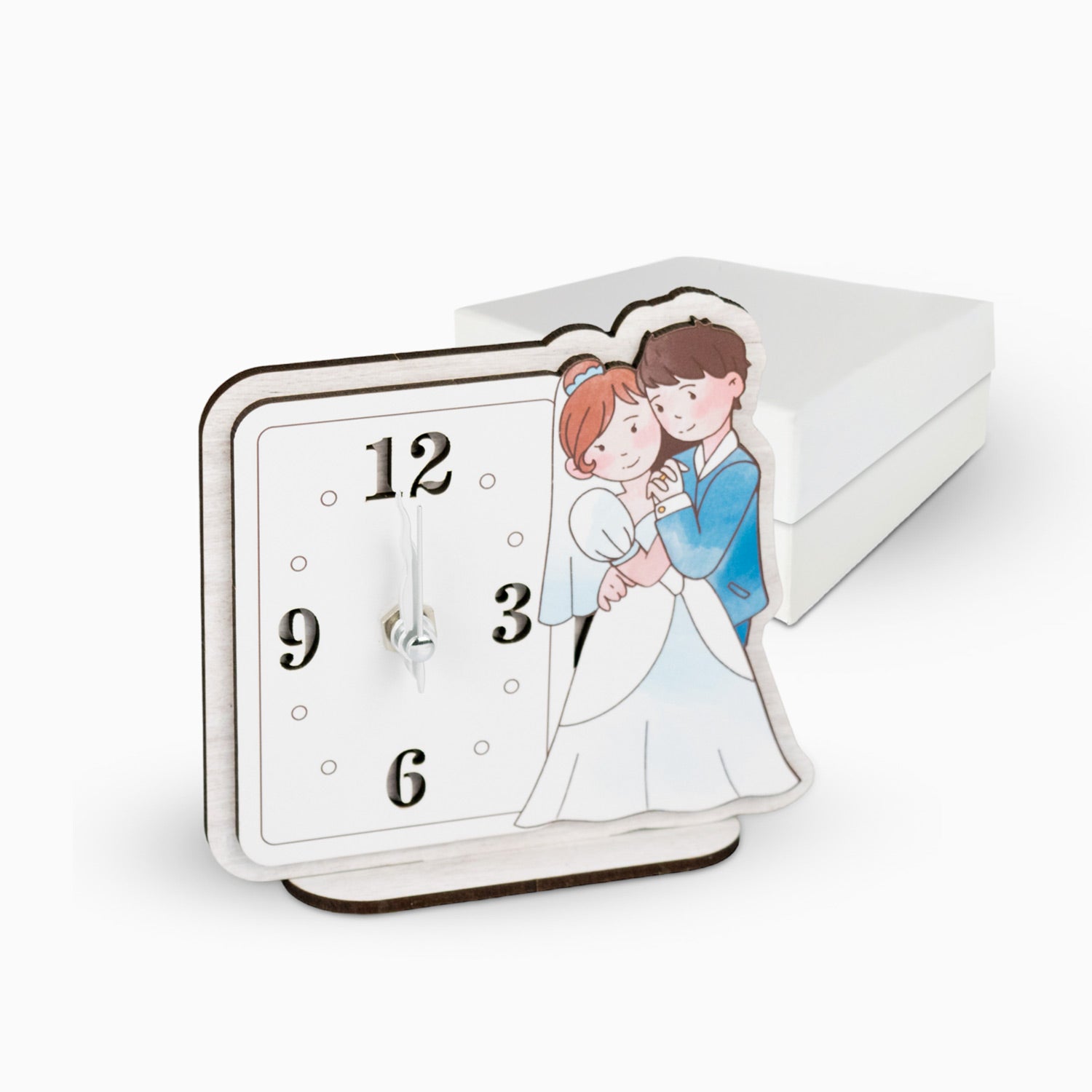 Bomboniera Orologio Coppia Sposi Matrimonio Sagomato Bianco in Legno Orologi Albalu Bomboniere